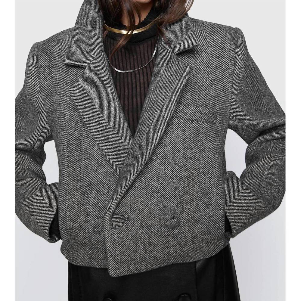 NEW REBECCA MINKOFF margo crop coat in herringbone